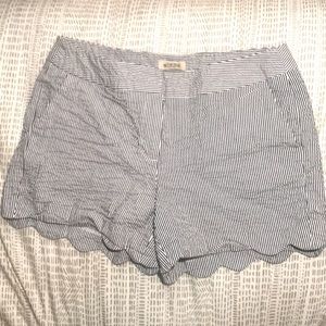 Seersucker scalloped bottom shorts